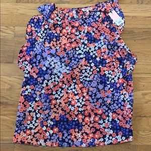 Ruffle sleeve floral tank top